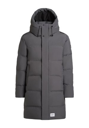 Szürke puffamjer, kapucnival, elöl zippel, patentgombokkal, steppelt dizájnnal és állítható zsinórral. Címke az alján bal oldalon.
