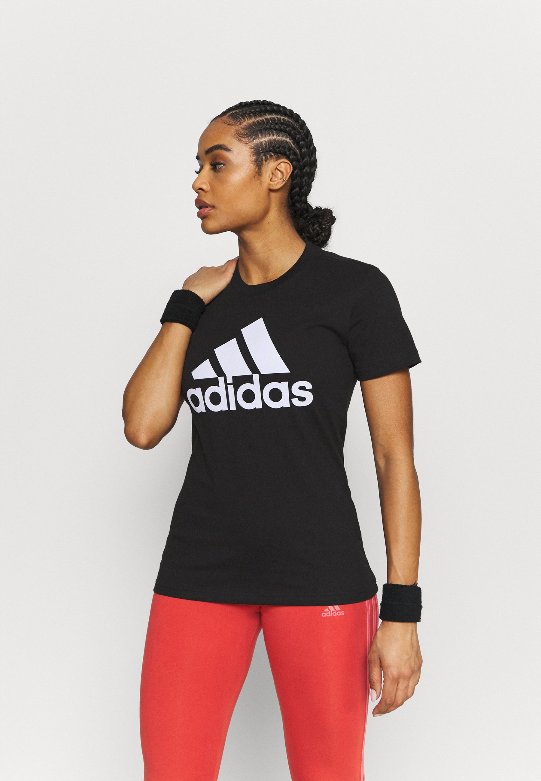 - adidas - black/white/black LOGO Print Sportswear T-shirt ESSENTIALS