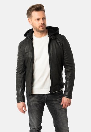 MEN BIKER - Chaqueta de cuero - black