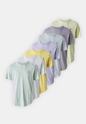 Jack & Jones JPRBLABRODY TEE 7 PACK - T-paita - mottled dark yellow/off-white/blue-grey