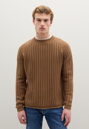 CREWNECK JUMPER REGULAR FIT WITH DESIGN - Maglione - camel