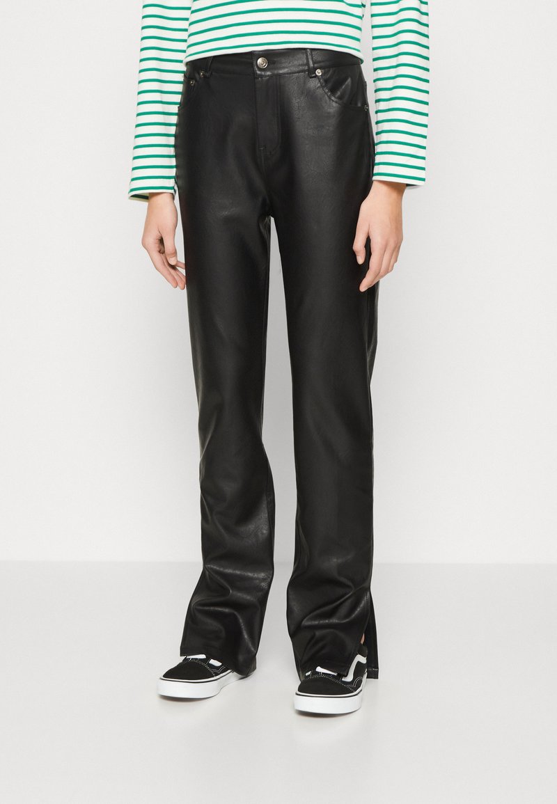 Colourful Rebel LIVIA MID RISE SLIT PANTS - Housut - black