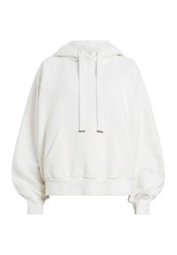 Witte hoodie met lange raglanmouwen, voorzak, trekkoord bij de halslijn en elastische boorden en zoom. Zachte, gladde stoftextuur.