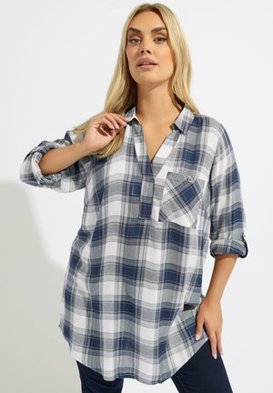 CHECK OVERHEAD - Blouse - mid navy