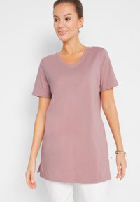 bonprix LONG MIT V-AUSSCHNITT UND KURZARM 2ER PACK BEQUEMES - T-shirt basic - schwarz