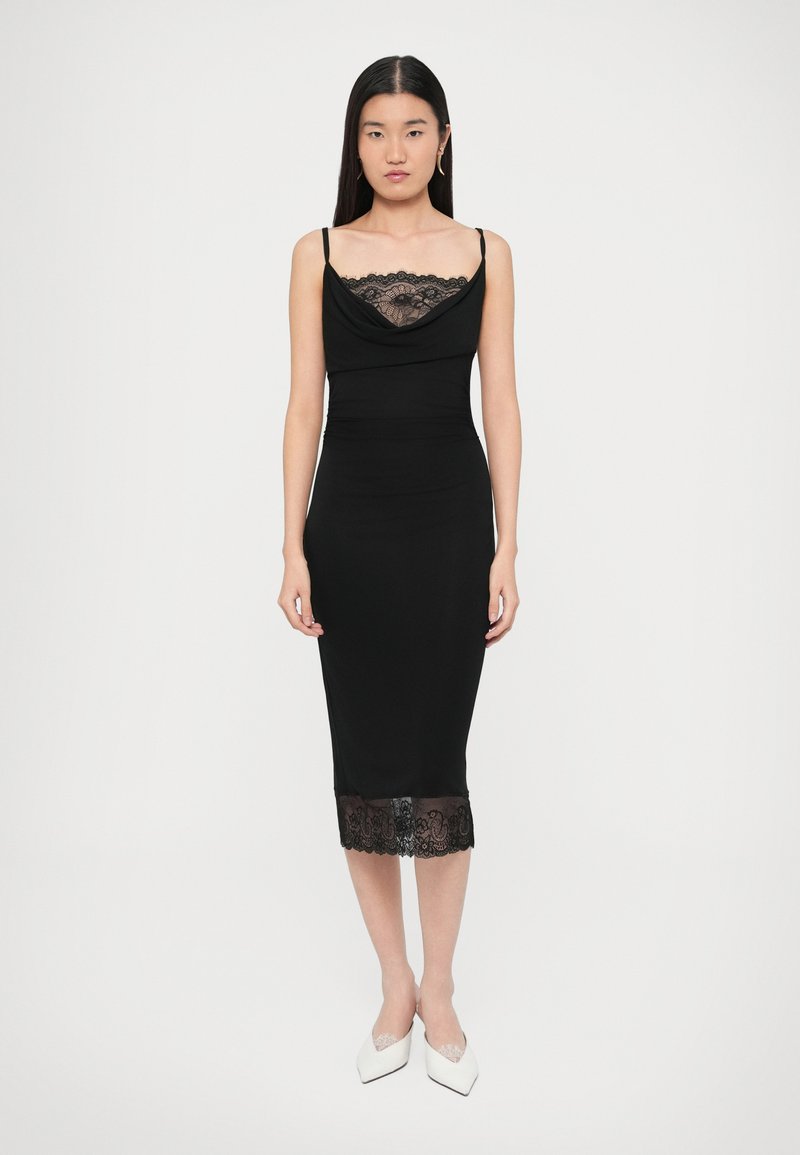 diane von furstenberg black cocktail dress ODESSA - dress / Party dress - Bridal Party in Black two piece prom dresses Spread collar Halter neck Color:White/Black Slip dress