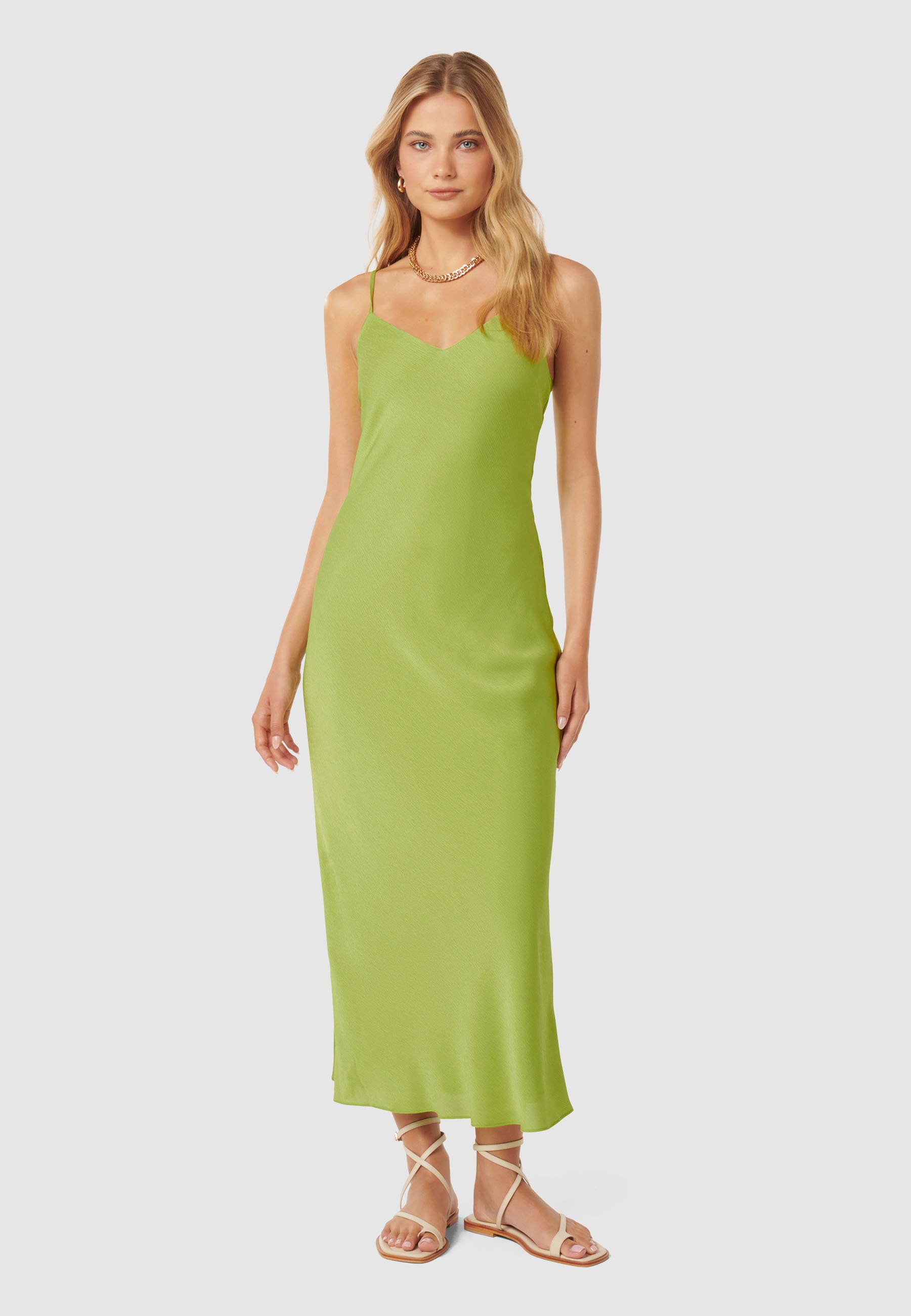lime green slip dress Olivia von Halle | Garbo Ludovica Green Floral Slip Dress in Silk Jacquard | Women main image 0