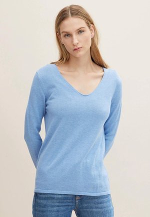 TOM TAILOR BASIC STRETCH LANGARM - Strickpullover - blau