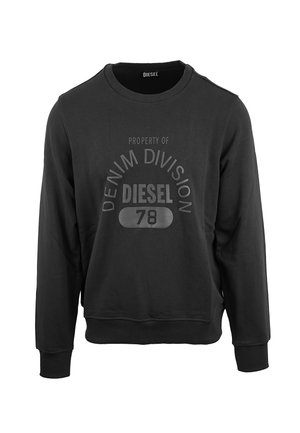 Zwarte sweatshirt gemaakt van zacht materiaal, met een ronde hals, geribde manchetten en een vooropdruk met "DIESEL" en "DENIM DIVISION 78."
