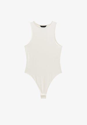 New Look, OFF WHITE JERSEY RACER BODYSUIT - Top - off white
