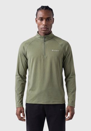 Champion, CHAMPION HALF ZIP SWEATSHIRT ATHLETICS - Camiseta de manga larga - olive green