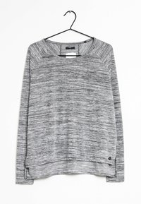 Szary longsleeve z marszczonym wzorem, raglanowymi rękawami i delikatnym akcentem na dole. Lekki materiał.