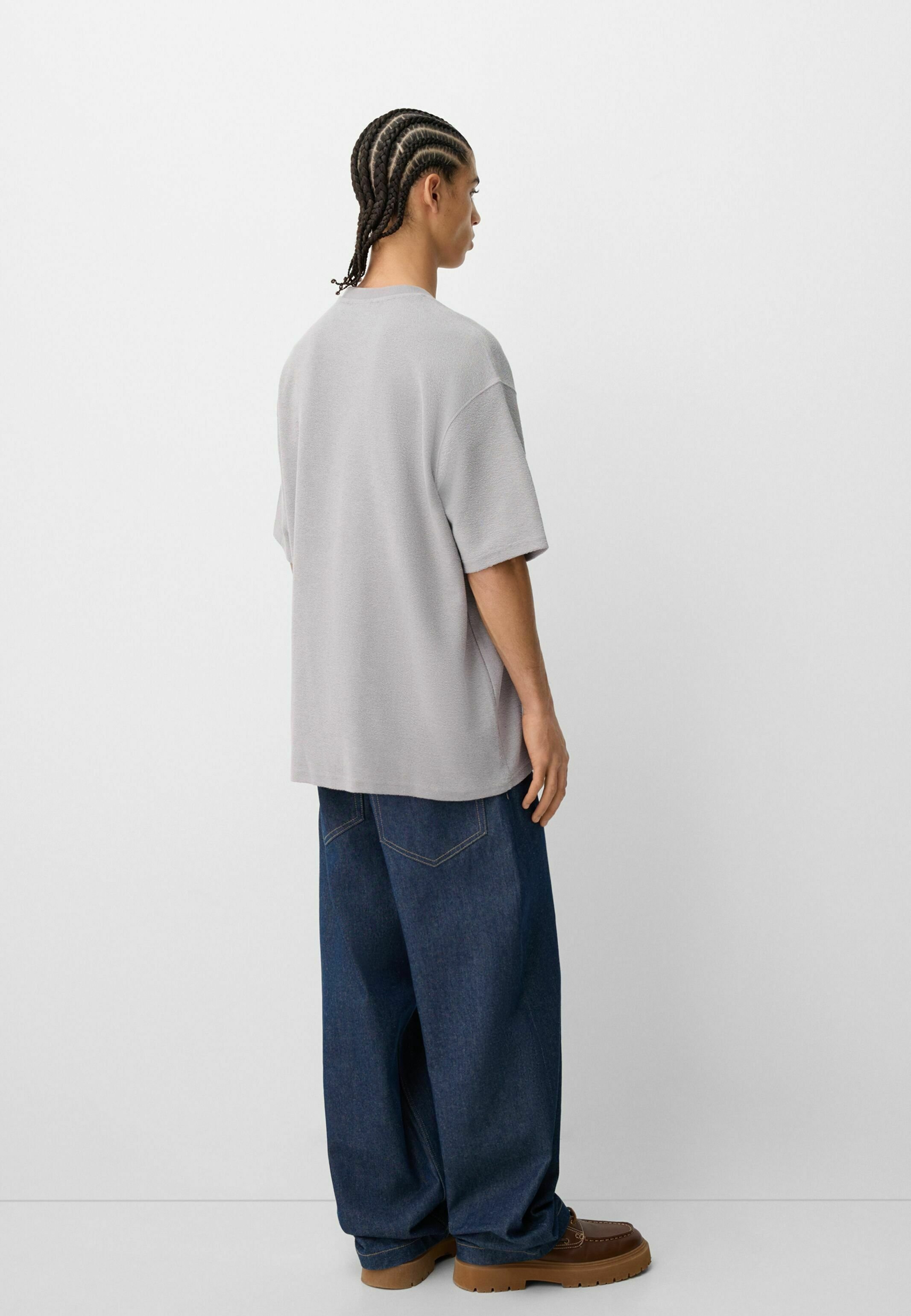 Bershka SHORT SLEEVE - Print T-shirt - grey - Zalando