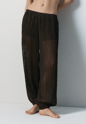 Massimo Dutti SAROUEL TROUSERS WITH PLEATED DETAIL - Trousers - dark brown