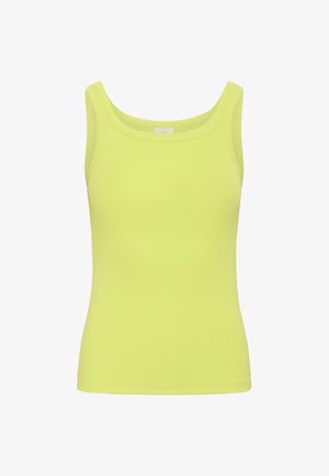 Limoengroene geribbelde tanktop met een ronde halslijn en brede schouderbanden, gemaakt van rekbare stof met een aansluitende pasvorm.