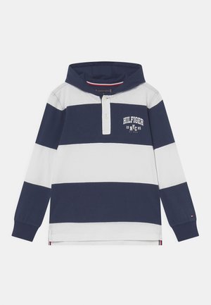 Tommy Hilfiger RUGBY STRIPE HOODED - Felpa con cappuccio - dark blue/white
