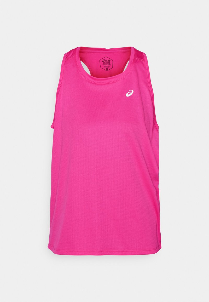 Top sportivo rosa senza maniche, con scollo rotondo e logo sul frontale. Realizzato in tessuto leggero e traspirante.