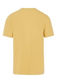 Kortemouw t-shirt in een lichte gele tint, gemaakt van zachte stof. Heeft een ronde hals en een rechte zoom aan de onderkant.