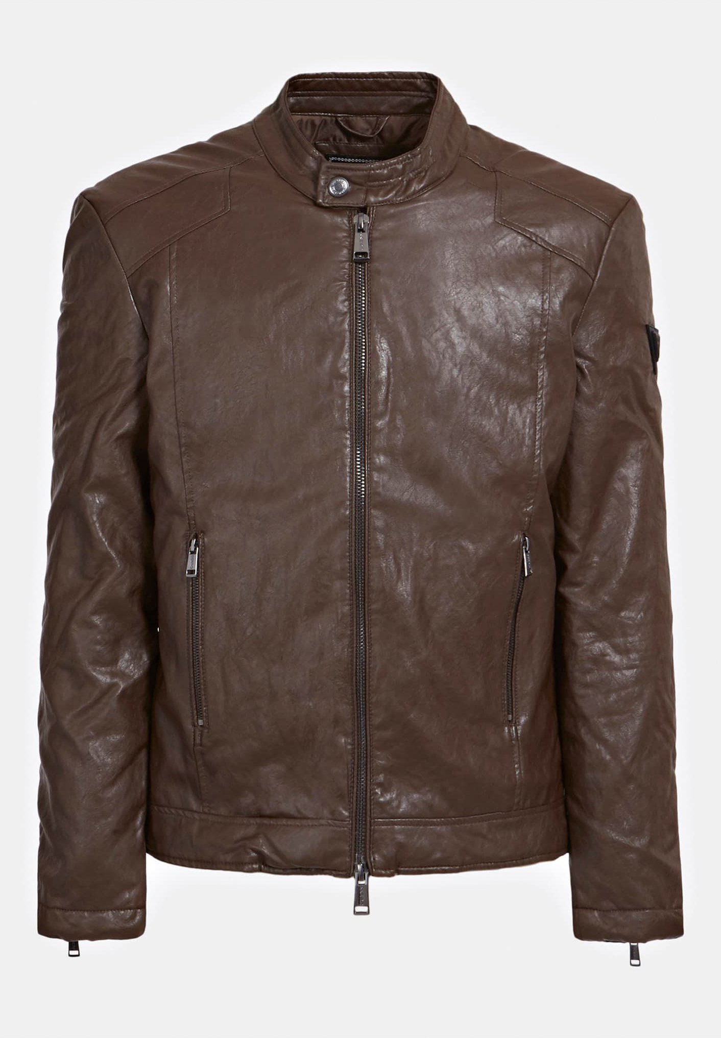 guess brown leather jacket
