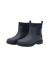 Stivali in gomma blu navy con upper in tessuto, superficie liscia, pannelli laterali elasticizzati e linguette posteriori per una facile calzata. Suole antiscivolo.
