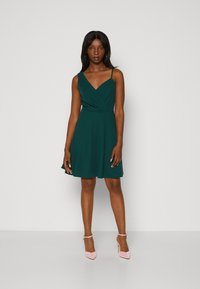 WAL G PETITE - JOLENE ASYMMETRIC SKATER - Jersey dress - forest green Thumbnail Image 1