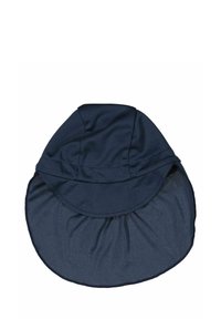 Laivansinis aurinkohattu, joka on valmistettu hengittävästä verkkomateriaalista, leveällä, pyöreällä lierillä ja kootulla takana varmistaen turvallisen istuvuuden.