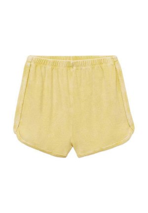 Gule frotté shorts med elastisk talje, der har sidelommer og en afslappet pasform, glat tekstur og blød finish.