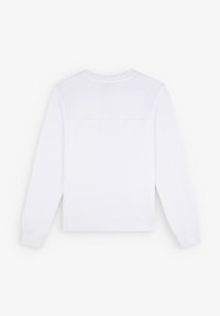Hvid langærmet sweatshirts lavet af blødt stof, med rund halsudskæring, ribbede manchetter og en glat, tekstureret ryg med en sømdetalje.