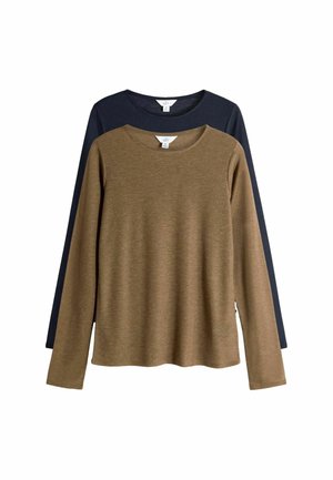 REGULAR FIT - 2 PACK SHEER LONG SLEEVE  - Top s dlhým rukávom - cream brown navy blue