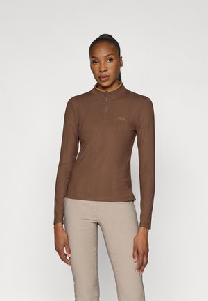 KELLY MOCKNECK - Tops ar garām piedurknēm - mahogany