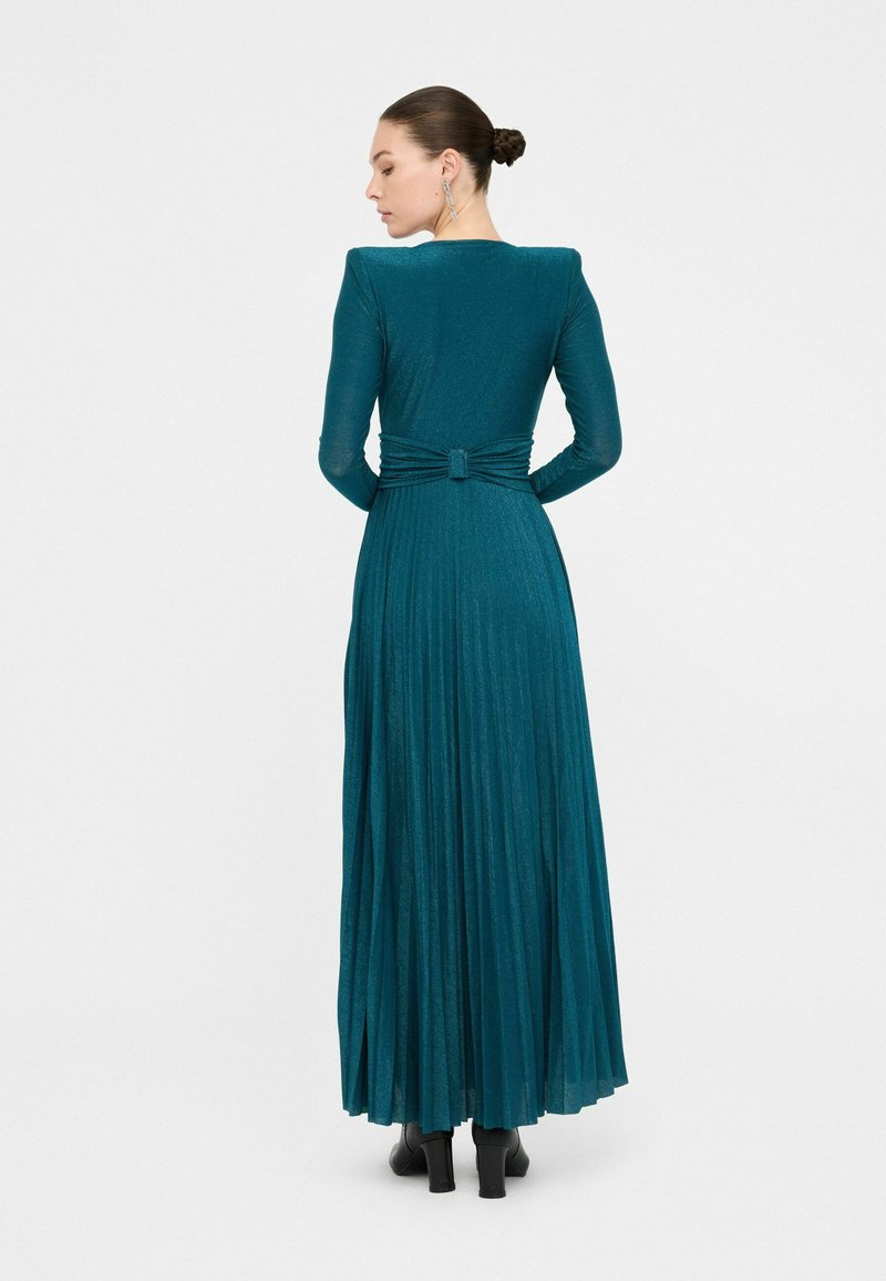 Robe De Cérémonie Bleu Pétrole En Dentelle - Taille 40/L, Manches Longues, Traîne Au Sol, Neuve Avec étiquettes