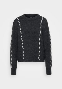 VMILINA O NECK HANDSTITCH  - Trui - dark grey melange/birch