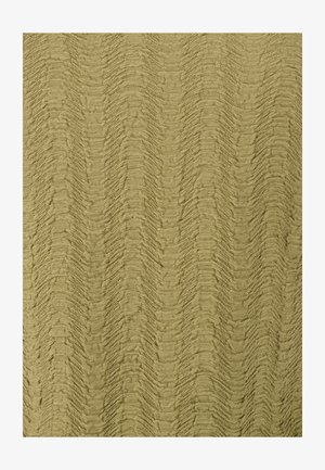 Tissu texturé vert olive discret avec un motif linéaire ondulé subtil créant un effet de vaguelettes sur la surface.