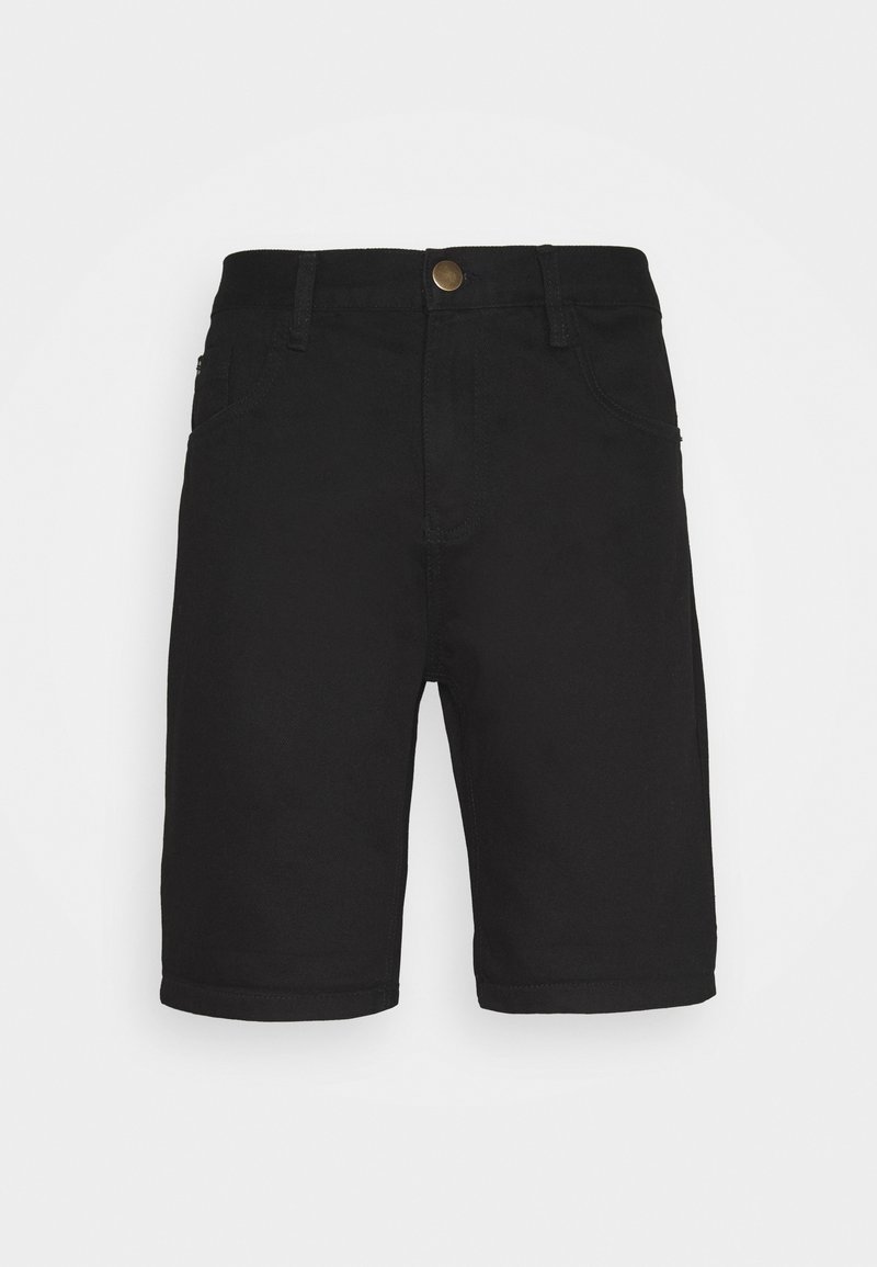 Černé denimo kraťasy se rovnými nohavicemi, s předním knoflíkem, poutky na opasek a ohrnutými lemy. Dvě boční kapsy a jedna zadní kapsa.