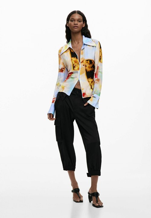 DESIGUAL Blouse portefeuille Dames T 42 noir-blanc style décontracté
