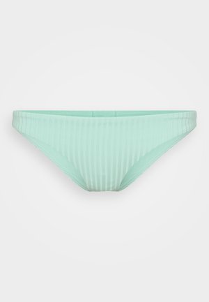 Mint green bikini bottom with vertical ribbed texture, medium coverage, and elastic waistband for a secure fit.
