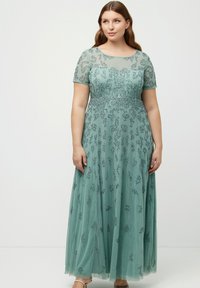 Ulla Popken Festklänning - gris turquoise