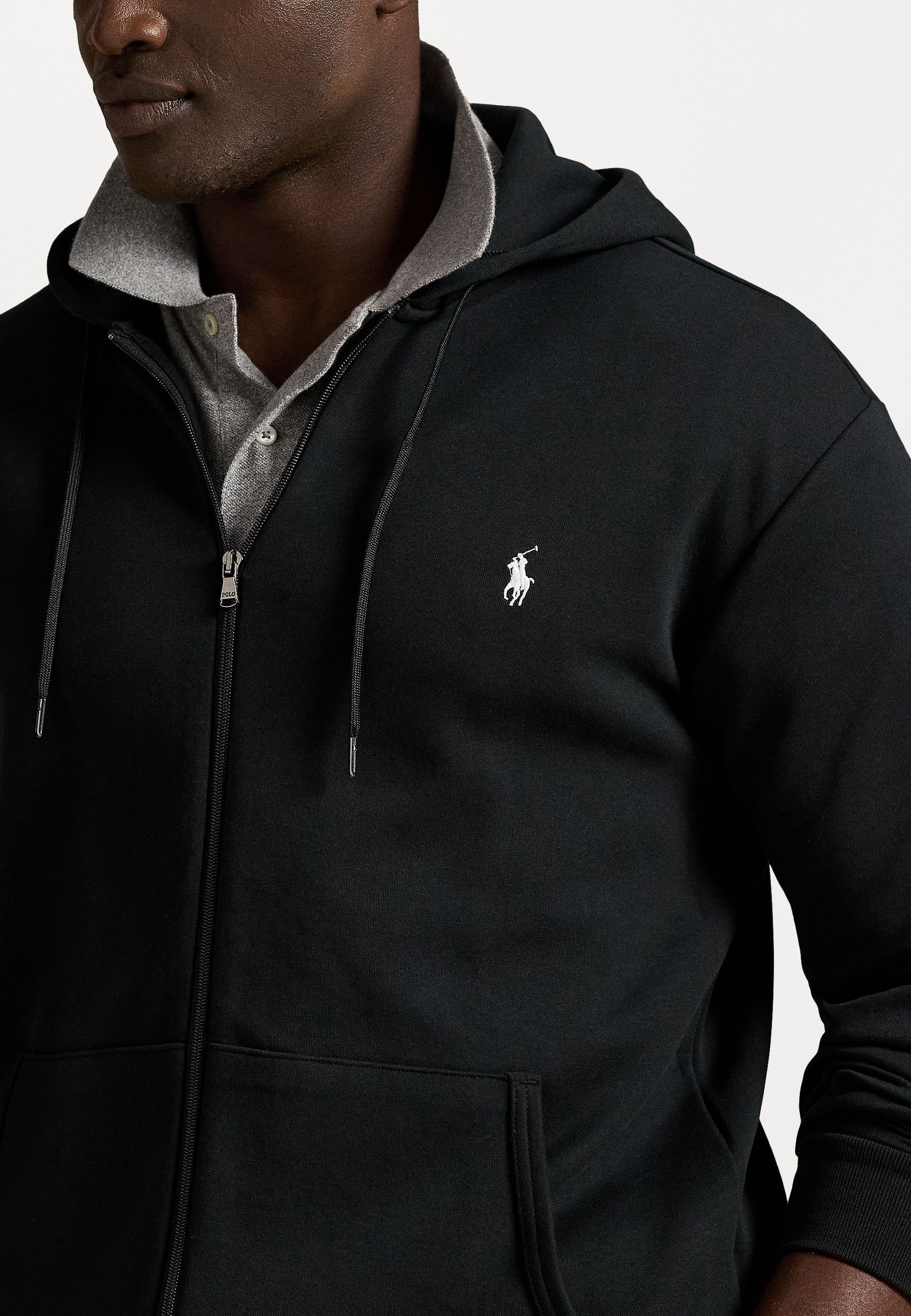 メンズウェア DOUBLE KNIT LOGO FULLZIP HOODIE BLACK Double-Knit Full-Zip Hoodie in Black | Ralph Lauren® HK