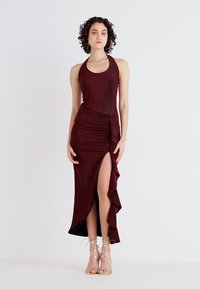 WAL G. GIANI RUFFLE GLITTER MIDI - Rochie cocktail/Rochie petrecere - wine