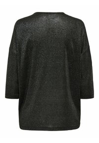 Sort oversized top med et blødt, tekstureret stof, der har en shimmer-effekt. Dropskuldrer og rund halsudskæring, skåret lige i kanten.