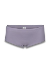 Hellblaue nahtlose Damen-Boyshort-Unterwäsche mit breitem Bund und kleiner zentraler Schrittnaht.