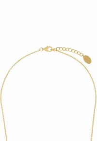 Collar de cadena de oro con un diseño delicado, que presenta un cierre de langosta, eslabones alargados y una cadena ajustable para variar la longitud.