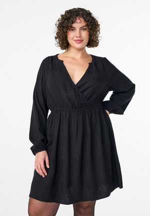 KURZES STRUKTURIERTES WICKELOPTIK - Dienas kleita - black