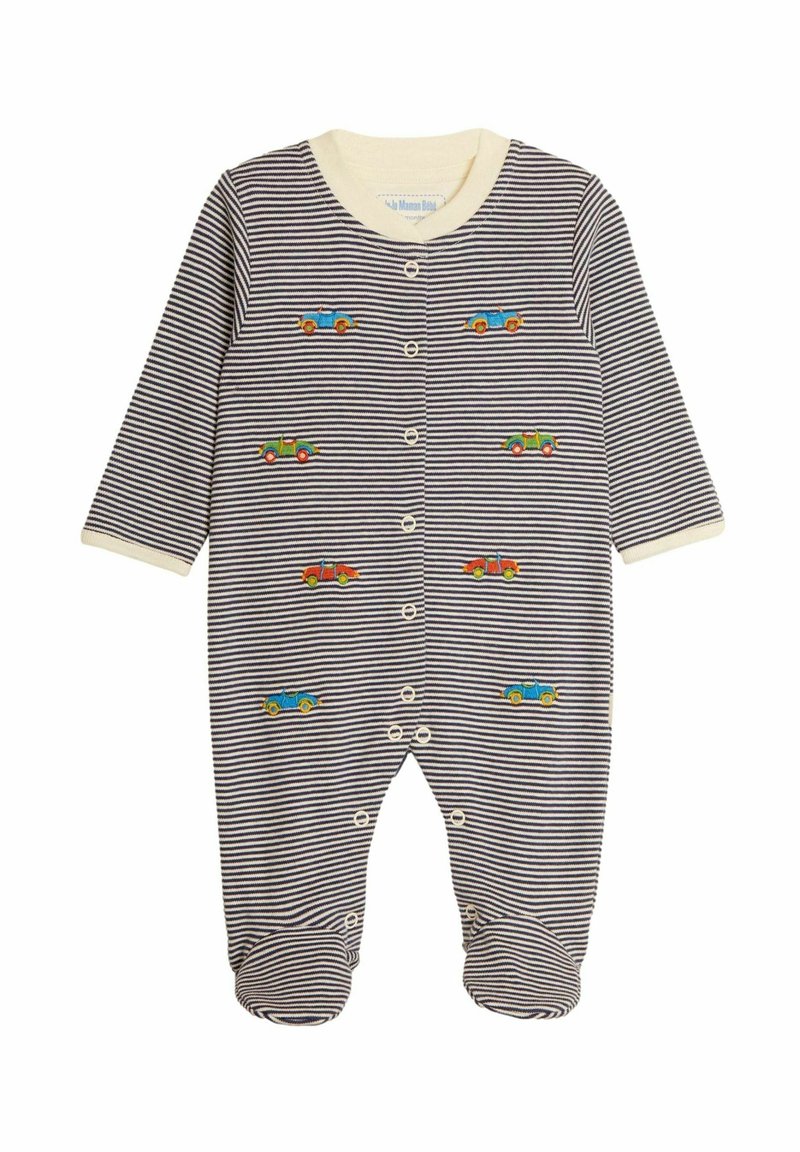 JoJo Maman Bébé CAR EMBROIDERED - REGULAR FIT - Nattdräkt - ecru navy stripe