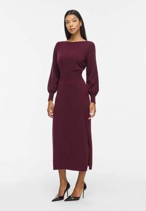 VILA, VIKERRY L/S BOATNECK MIDI DRESS/1/KA - Robe pull - winetasting