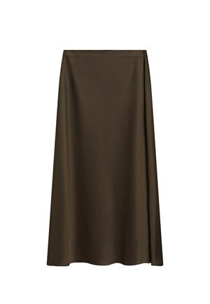 Massimo Dutti, FLOWING SATIN MIDI SKIRT - A-Linien-Rock - dark brown