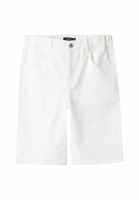 Vita denimshorts med rak skärning, med knappstängning, bältesöglor och två framfickor. Slät textur med en ren design.