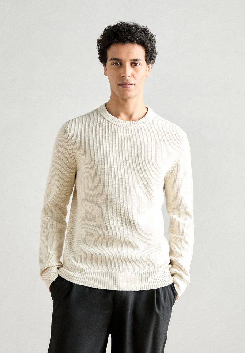 Marc O'Polo CREW NECK STRUCTURED WITH TIPPING - Strickpullover - gray silk