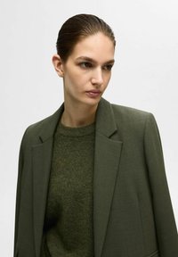 Selected Femme SLFLULU FRILL CUFF O NECK - Maglione - khaki