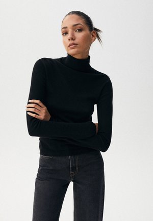 MIT ROLLKRAGEN - Trui - mottled black